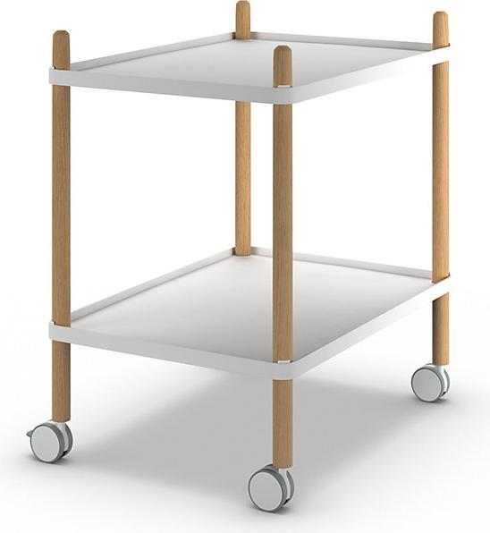Paperflow Rollwagen mit 2 Böden, Gestell aus Massivholz, weiss