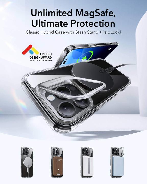 Immagine prodotto ESR Custodia HaloLock ibrida classica con supporto Stash (Apple iPhone 16 Pro)