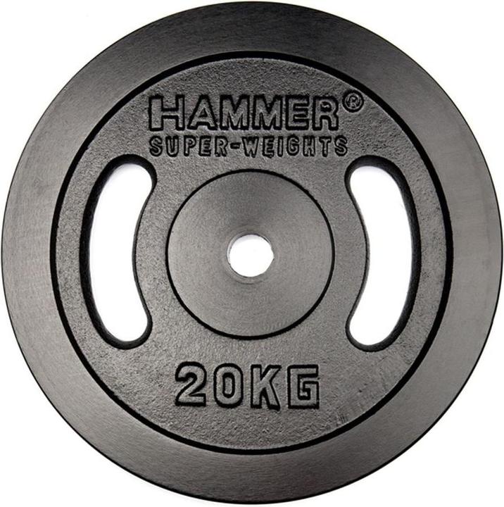 Hammer Fitness HAMMER Gewichtsscheibe 1 x 20 kg, Material: Gusseisen, Sportart (1 x 20 kg)