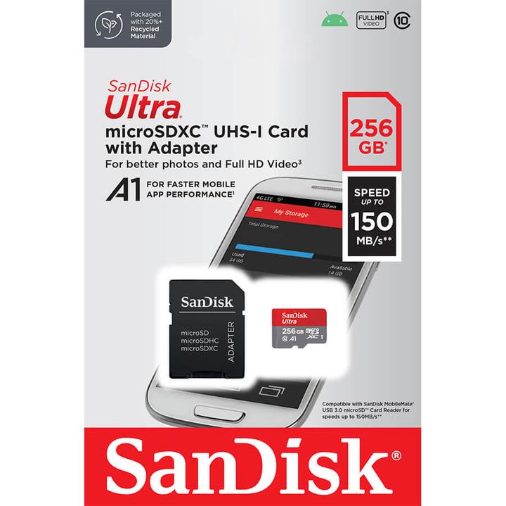 Actual product image SanDisk Ultra mit Adapter (256 GB, microSDXC, U1, UHS-I)