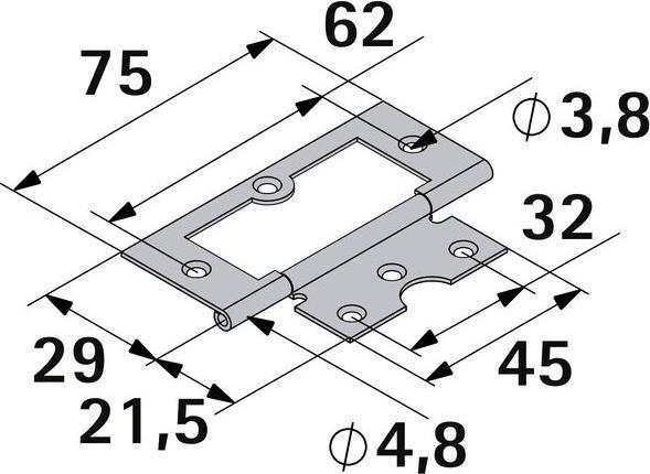 Image du produit Hettich Lamellentür-Scharnier 75 x 32 mm
