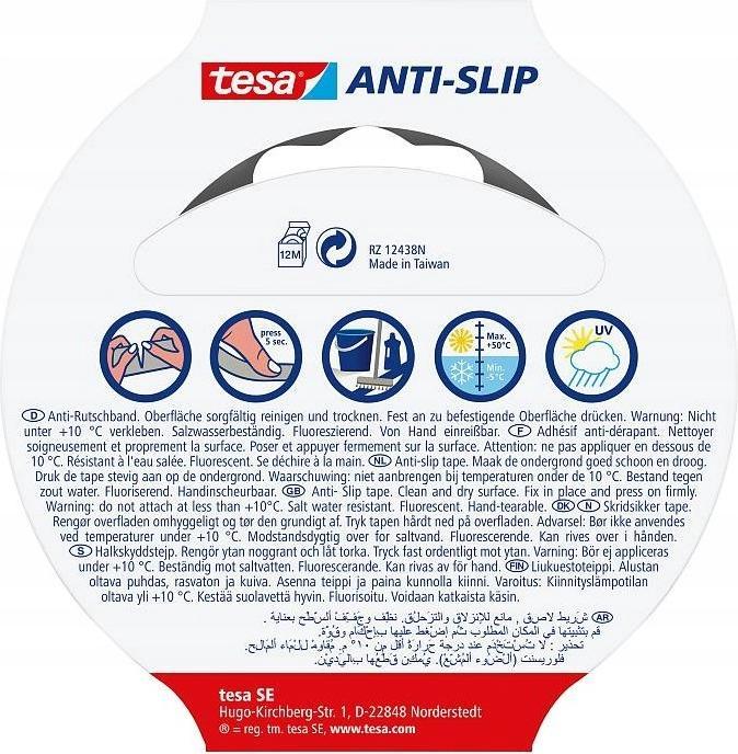 Produktbild tesa Anti-Rutschband Bad & Dusche Transparent 5 m x 25 mm | Ideal Rutschfestes Klebeband Für Badezi (25 mm)