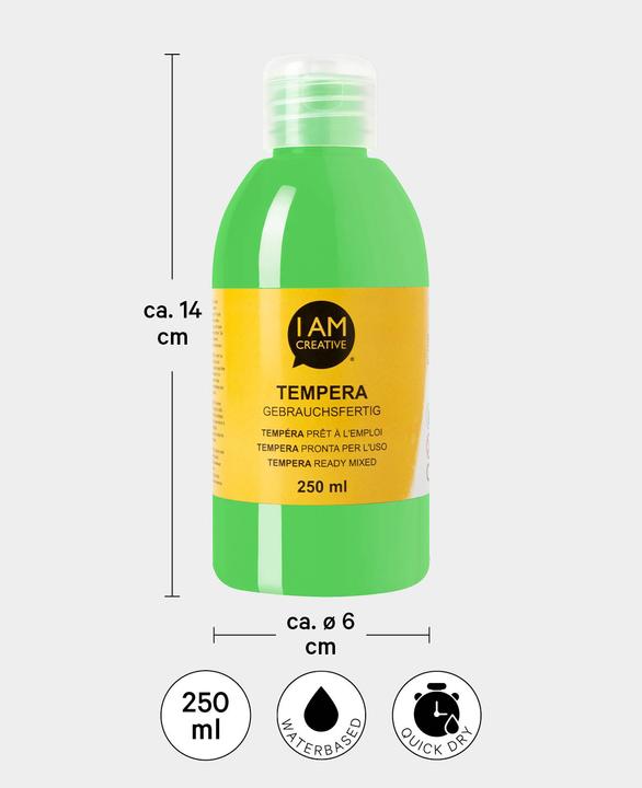 Immagine prodotto I Am Creative Tempera, pittura a tempera a base d'acqua, 250 ml (Giallo-verde, 250 ml)