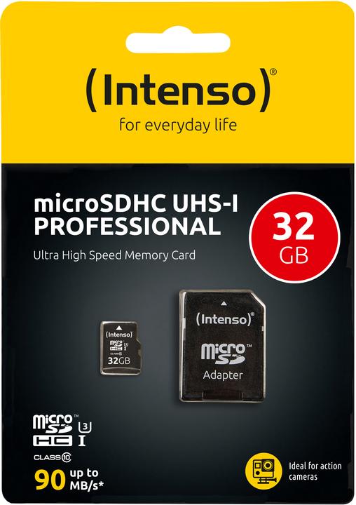 Image du produit Intenso microSD professionnel (32 Go, microSDHC, U1, UHS-I)