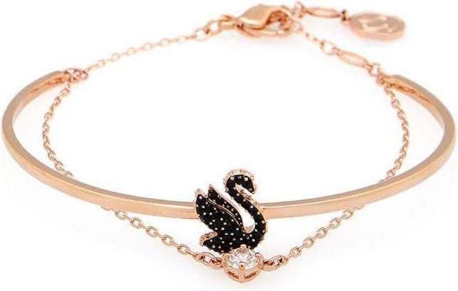 Produktbild Swarovski Iconic Swan Armreif Schwan Schwarz Roségold (Swarovski Metall)