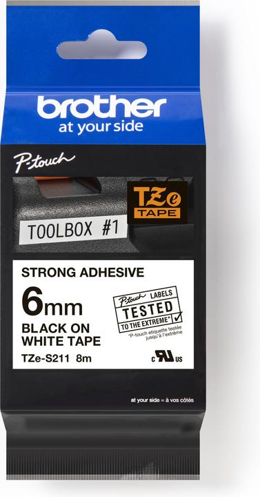 Actual product image Brother Tze-S211 (0.60 cm, White, Black)
