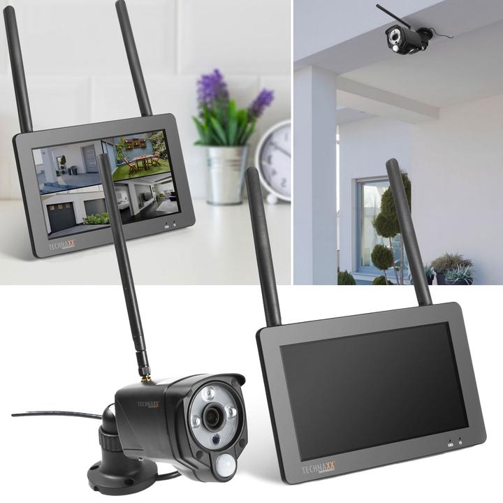 Produktbild Technaxx Funk-Überwachungskamera Set, 7" Touchscreen-Empfänger, 2 FullHD IP Kameras