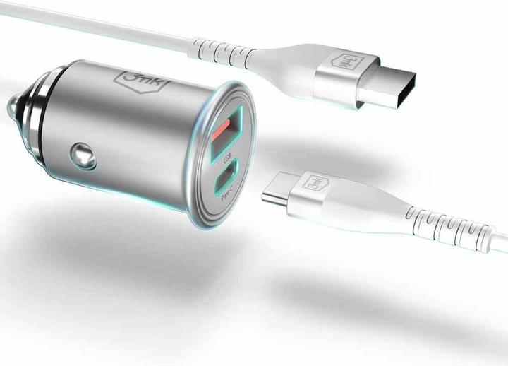 Actual product image 3MK Hyper Car Charger Type-C + USB ports QC 4.0 + PD 30W