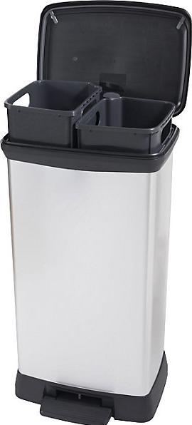 Actual product image Curver Decobin Duo Prullenbak - 23L+23L - Rechthoekig - Zilver metallic (23 l)
