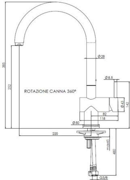 Immagine prodotto Reginox Raccordo in acciaio inox, Yampa Black 22x38,5 cm R31704