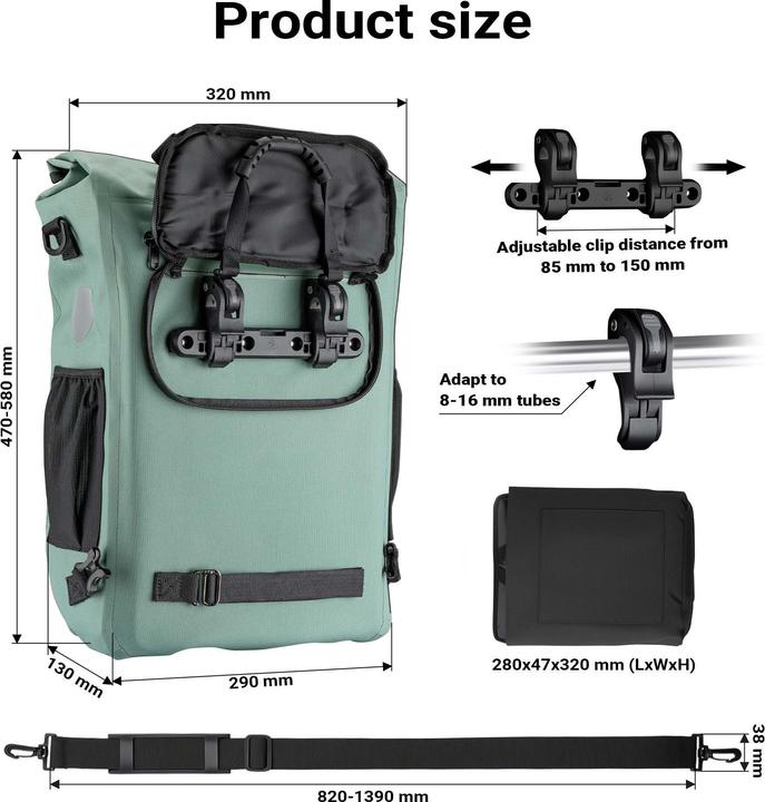Actual product image Wiltec Gepäckträgertasche (20 l, Luggage carrier bag)