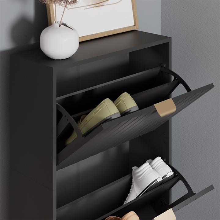 Produktbild Vichy Schuhschrank Helge, Schwarz, 60 x 128.5 cm 3 Fächer
