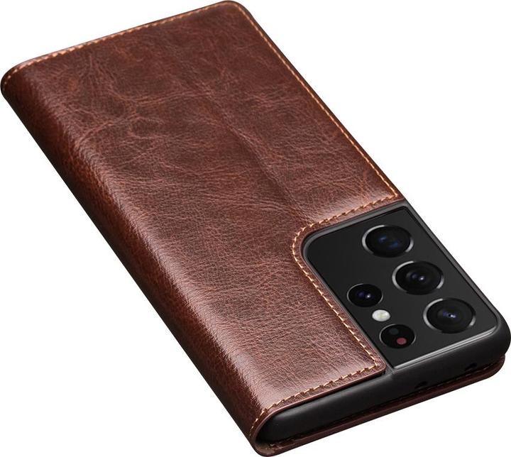 Actual product image QiAlino Fourre Flip cuir véritable (Samsung Galaxy S23 Ultra)