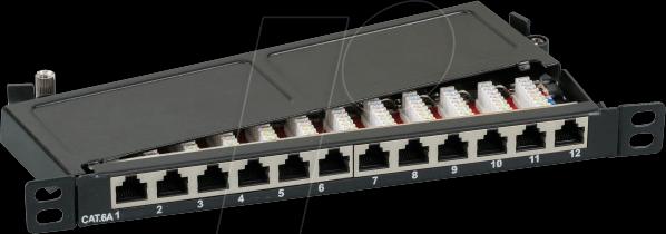 Produktbild EFB Elektronik EFB Mini-Patchpanel STP 12xRJ45 Cat.6A,10" 0.5HE,RAL9005 schwarz