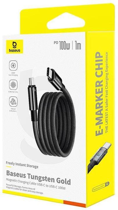 Image du produit Baseus Tungsten Gold magnétique USB-C / USB-C cable 100W 1m - noir (1 m, USB 2.0)