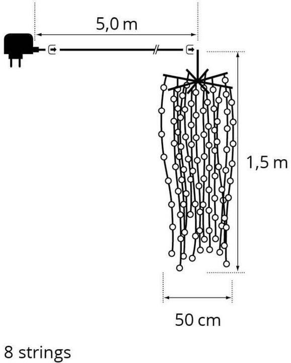 Produktbild STT LED Lichterkette Angel Hair Waterfall 1.5 m, Schwarz