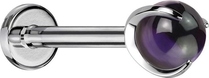 Star Piercing Micro Labret Innengewinde silber Kugel Amethyst Stein gefasst (ohne Messing, Titan G23, Mineralisch)
