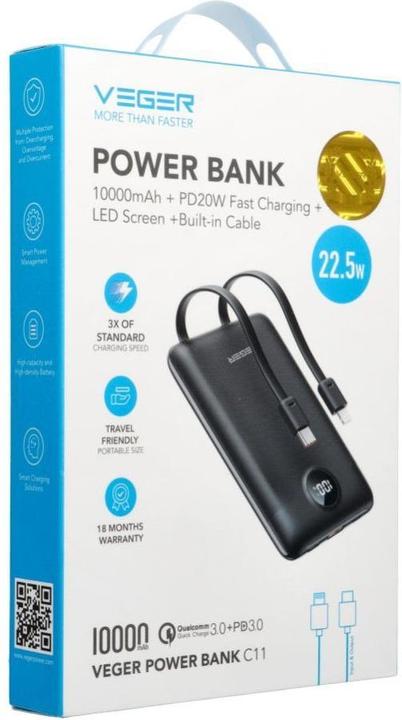 Immagine prodotto Veger C11 (10000 mAh, 22.50 W, 38.50 Wh)