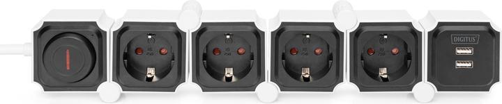 Produktbild Digitus Flexible 4-fach Steckdosenleiste mit 2 USB-Anschlüssen & Schalter (4 x, CEE 7/3, 1.60 m)