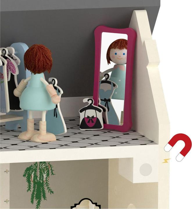 Actual product image Classic World Vintage wooden doll's house, 36 pieces.