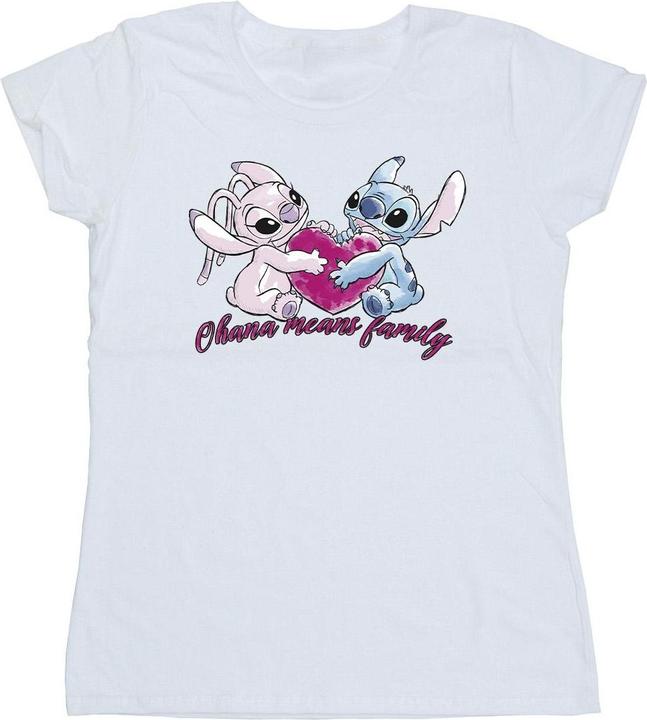 Actual product image Disney Womens/Ladies Lilo And Stitch Ohana Heart With Angel Cotton T-Shirt (XXL)