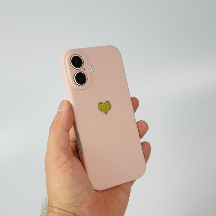 Produktbild PhoneLook Hülle Silikon Mat Herz gold (Apple iPhone 16)