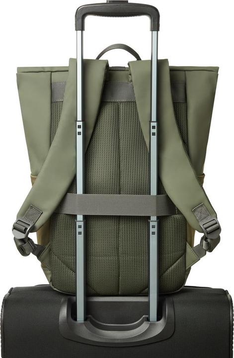 Immagine prodotto Rivacase Rolltop Eco Waterproof RPET PU Leather Backpack for Men and Women, Olive Green (17 l)