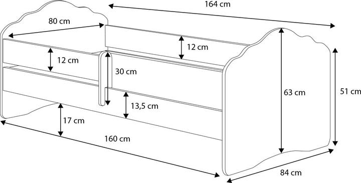 Actual product image ADRK Furniture Bed with mattress CASIMO UNICORN 160x80 (160 x 80 cm)