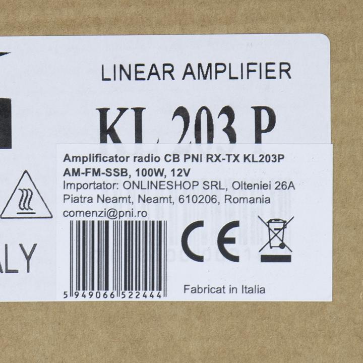 Actual product image PNI CB radio amplifier RX-TX KL203P, AM-FM-SSB, 100W, 12V