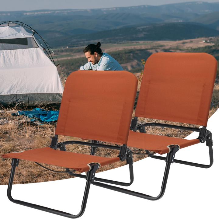 Image du produit ProWorld Lot de 2 chaises pliantes de camping, 60 x 47,5 x 66 cm, orange