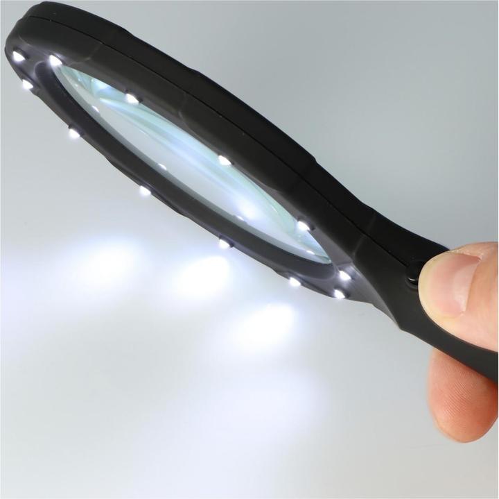 Produktbild Velamp Lupe mit LED-Beleuchtung und 3fach Vergrösserung, inklusive Batterien