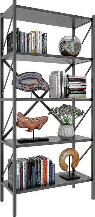 Image du produit VCM Bois Métal Rangement Étagère sur pied Bibliothèque Déco Livres Étagère sur pied Insasi 5 (66 x 34 x 160 cm)