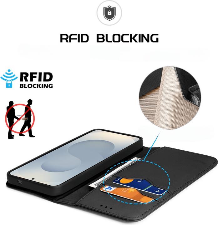 Actual product image Dux Ducis Samsung Galaxy S25 Edge Cover with Wallet - Black (Samsung Galaxy S25 Edge)