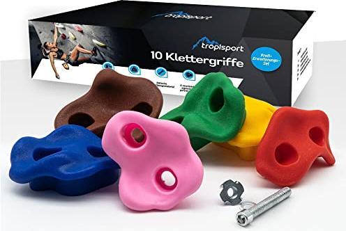 Tropisport Klettergriffe - Set aus 10 bunten Klettersteinen (Mehrfarbig)