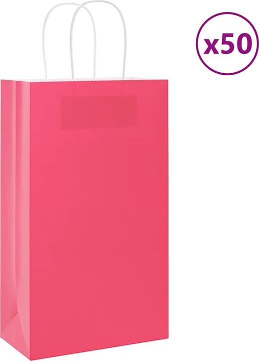 Produktbild VidaXL Kraftpapiertüten 50 Stk. mit Henkel Rosa 21x11x36 cm Papiertüte (Geschenktüte, 50 x)