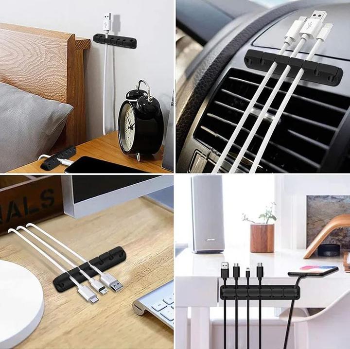 Actual product image PhoneLook 7-channel silicone cable clamp for table wall adhesive strips