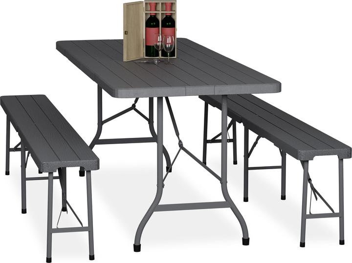 Immagine prodotto Relaxdays Tavolo-da-birreria con-panche (180 cm)