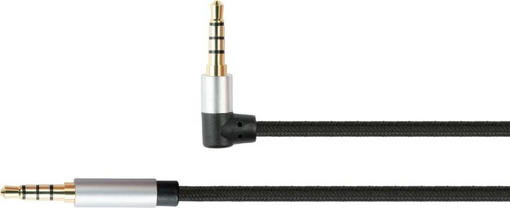 Produktbild Python Audio Anschlusskabel High-Quality, 4-poliger 3,5mm Klinkenstecker an Klinkenstecker gewinkelt, Texti (1.50 m, 2.5mm)