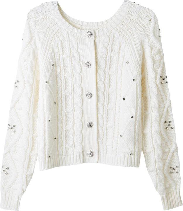 Actual product image Joe Browns Diamanté Embellished Cable Knit Cardigan (44)