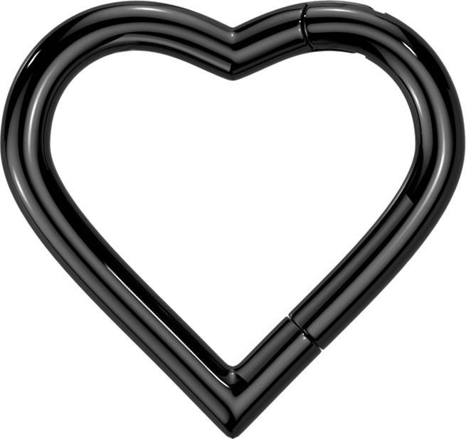 Star Piercing Micro Segmentring klappbar schwarz Herz (Titan G23, ohne Messing)