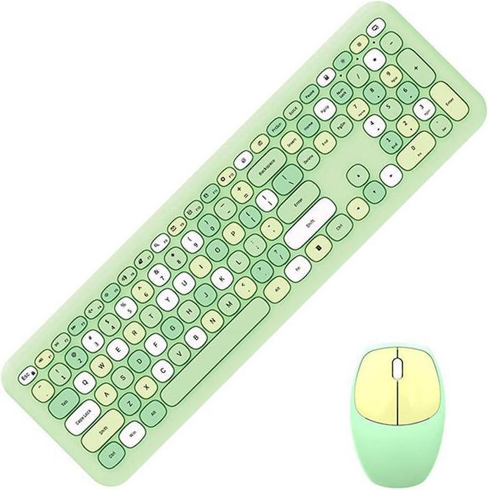 Actual product image Mofii Wireless keyboard + mouse set 666 2.4G (Green) (Eng. Int., Cable)