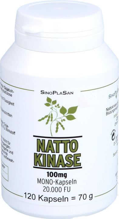 Valeurs nutritives et ingrédients SinoPlaSan Nattokinase 100 mg Mono 20.000 FU gélules, 120 gélules (120 pièce(s), Capsules)