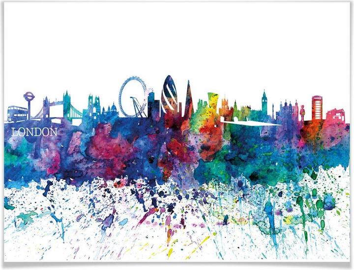 Actual product image Trenddeko London watercolor skyline (120 x 100 cm)