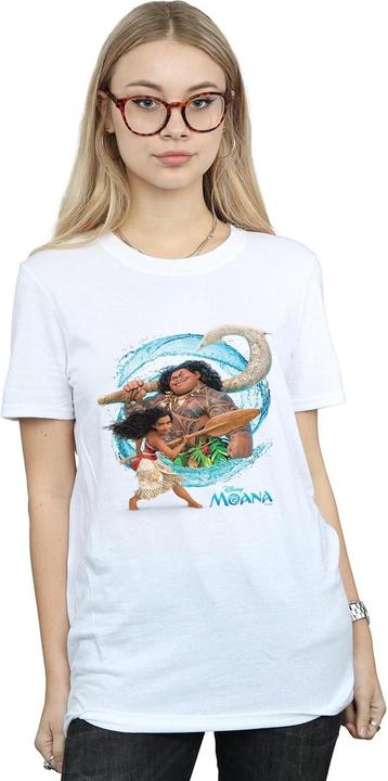 Actual product image Disney Womens/Ladies Moana And Maui Wave Cotton Boyfriend T-Shirt (M)