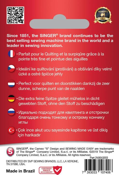 Image du produit Singer MICROTEX Nähmaschinennadel, 80/12, 5er Pack
