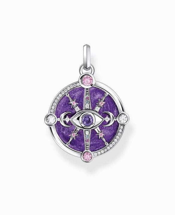 Produktbild Thomas Sabo Kettenanhänger Auge mit kosmischen Details und bunten Steinen Silber geschwärzt (Emaille, 925er Silber)