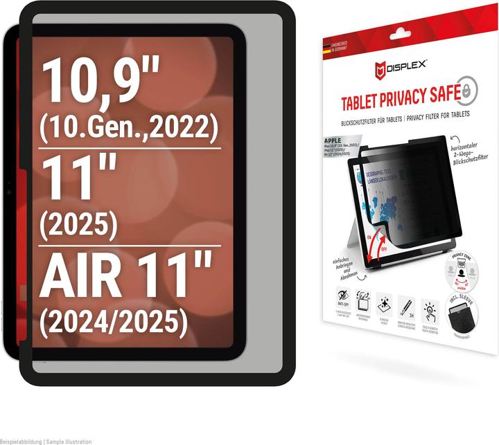 Actual product image Displex Tablet Privacy Safe, Tablet Blickschutzfolie (1 Piece, iPad 10.9 (2022), iPad Air 11 2024 (M2), iPad Air 11 2025)