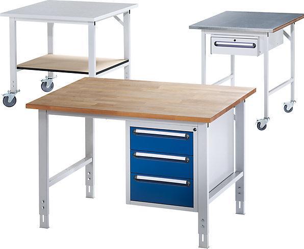 Produktbild RAU Werkbänke Arbeitstisch Tom Grundtisch 1500 x 800 x 760 bis 1080 mm (80 cm, 150 cm)