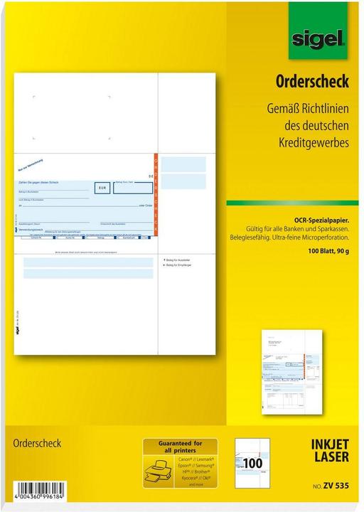 Actual product image Sigel Bank form "PC order check", A4 (100 x)
