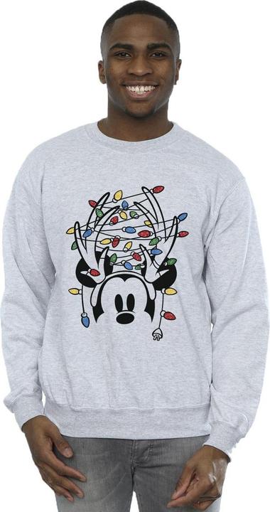 Actual product image Disney Mens Mickey Mouse Christmas Head Lights Sweatshirt (XXL)